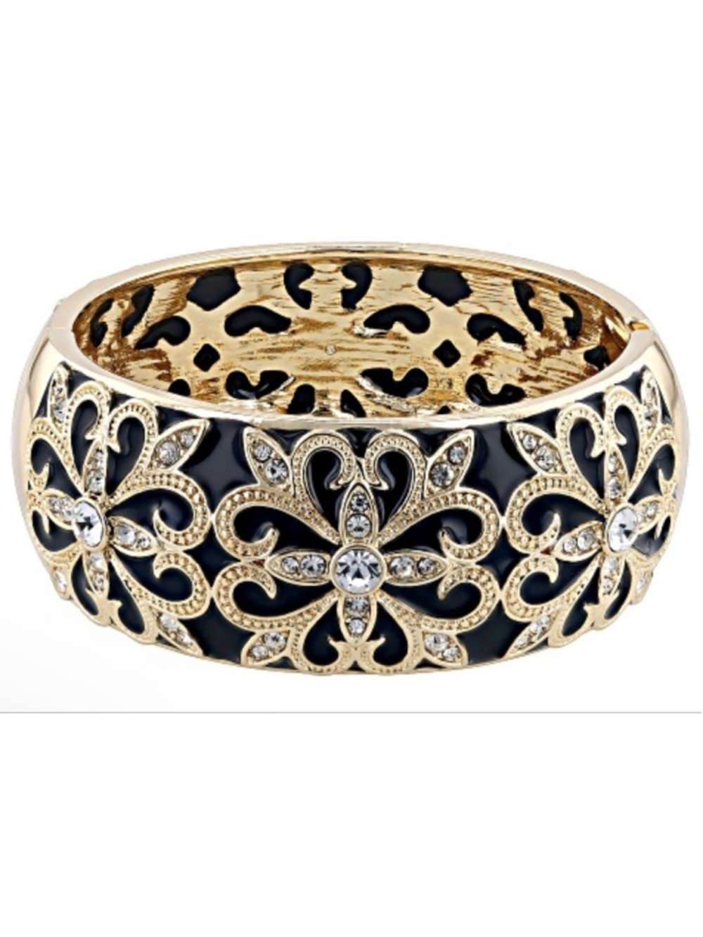 New Off Park Collection Gold & Black Enamel Bangle Bracelet